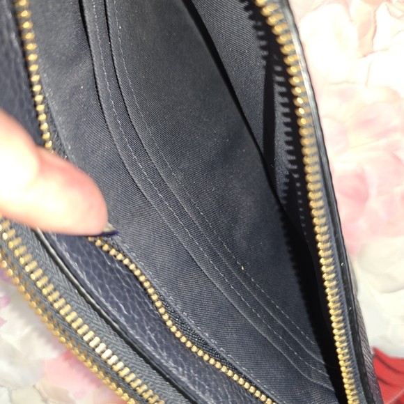 Coach Dark Blue Double Zip Wristlet Clutch Bag - Picture 4 of 5
